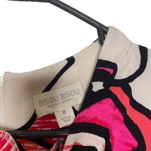 BISOU Bisou Short Sleeve Floral Cutout Midi Dress Size 8 - Picture 7 of 14